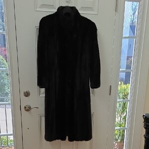 Antonovich Black/Dark Brown Full Length Mink Coat.  Size Medium